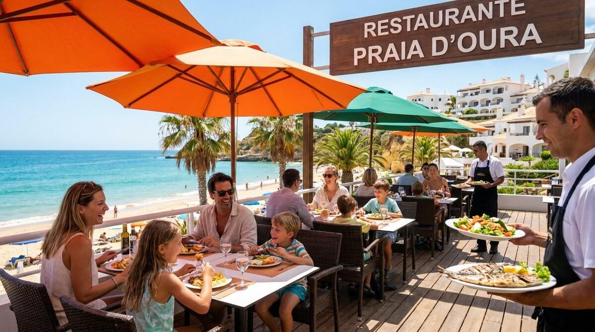 Family lunch near Praia da Oura beachfront restaurants