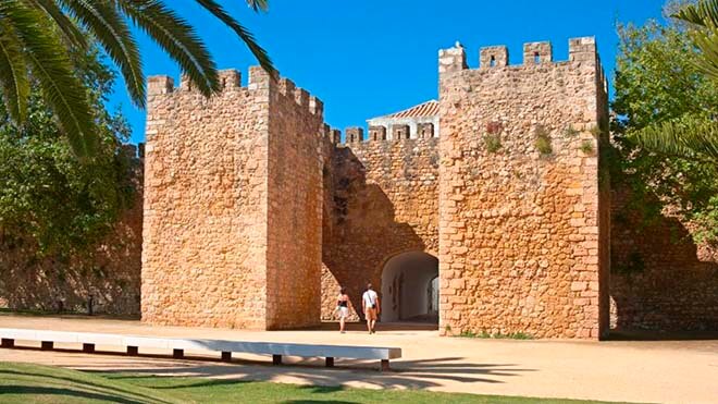 Lagos historic city walls and old town in the western Algarve